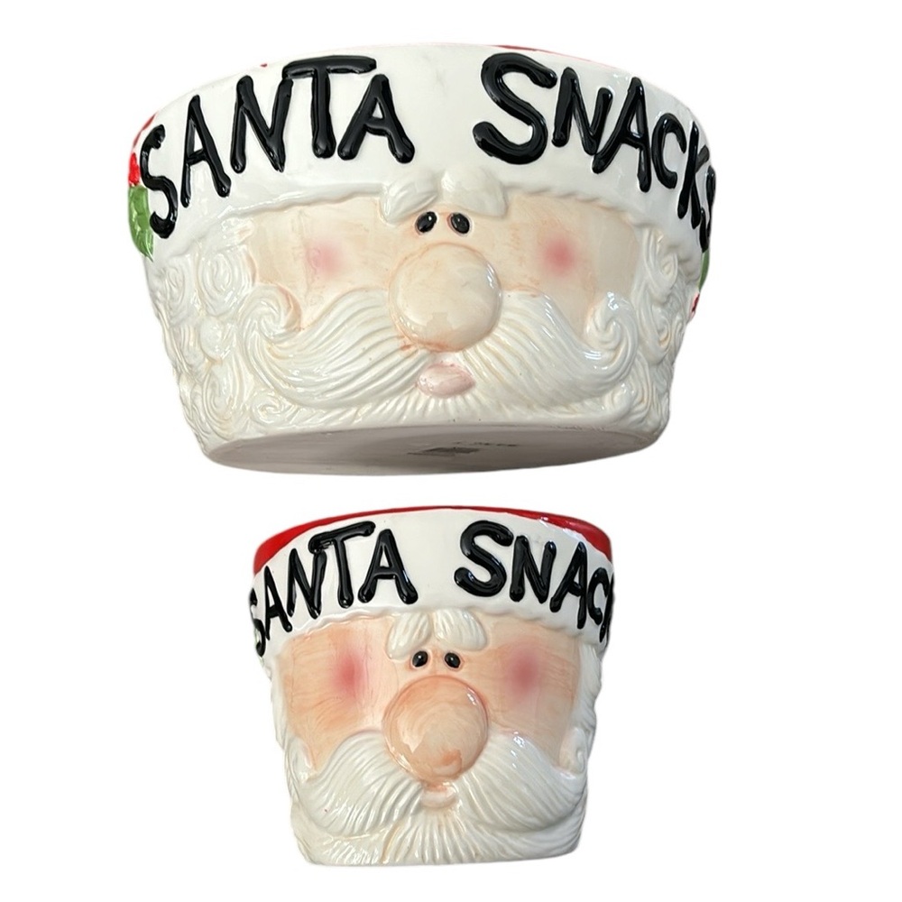 Vintage Wang’s International “SANTA SNACKS” double bowl set